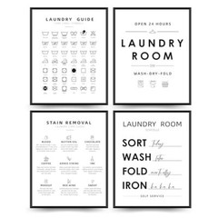 PLKMK Laundry Room Wall Art Print Set – 4,Laundry 8X10in Laundry Room – White