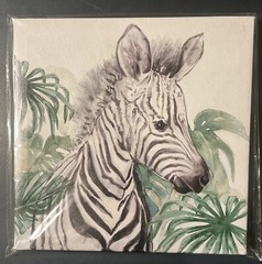 Zebra Wall Art Canvas Print 8”X 8” Wall Hook Zebra🦓 & Palm Tree🌴