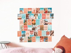Artivo Peach Teal Aesthetic Wall Collage Kit, 50 Set 4×6 inch, Girls Bedroom