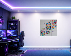 Abstract Modular Canvas Wall Art – 9 Hand Painted 4×4 Mini Geometric Panels Rear