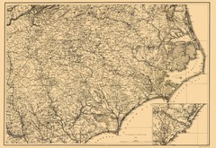 Historic State Map – North Carolina – Lindenkohl 1865 – Vintage Wall Art