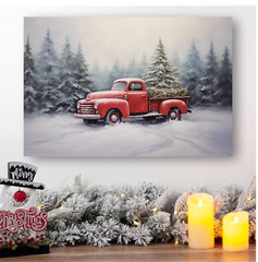 CHRISTMAS TRUCK WINTER SCENE STRETCHED CANVAS PRINT WALL ART READY TO HANG CA41