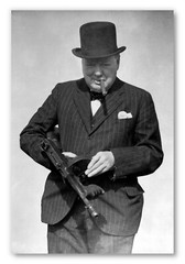 Churchill Tommy Gun Photo Poster Print, WW2 WWII World War 2 II Wall Art Decor