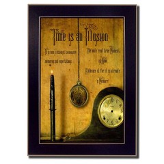 Framed Print Poster, «Time is the Illusion» Wall Art, Attic Workshop Decor 14″