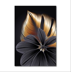 Black Grey Golden Plant Leaf Painting Nordic Wall Art For Living Room Home Decor