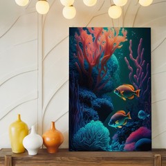 Vibrant Tropical Fish Coral Reef Ocean Canvas Wall Art Print For Home Decor