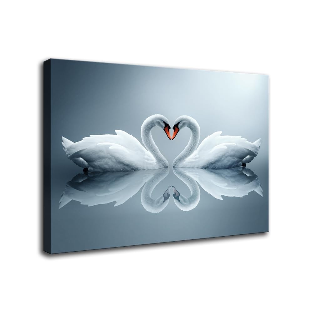 Modern Swan Wall Art Canvas Prints Romantic Painting Couple Swans Artwork Dec…
