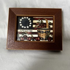 Framed Americana Print by Laurie Korsgaden, American Flag, Horizontal