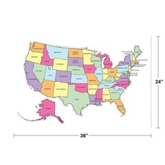 Colorful Sketch Map of United States USA Reference Art Print Poster 36×24