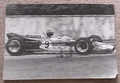 Vintage Race Car #9 Print 15 1/2″ × 23 1/2″ Inches Canvas Black & White Damaged