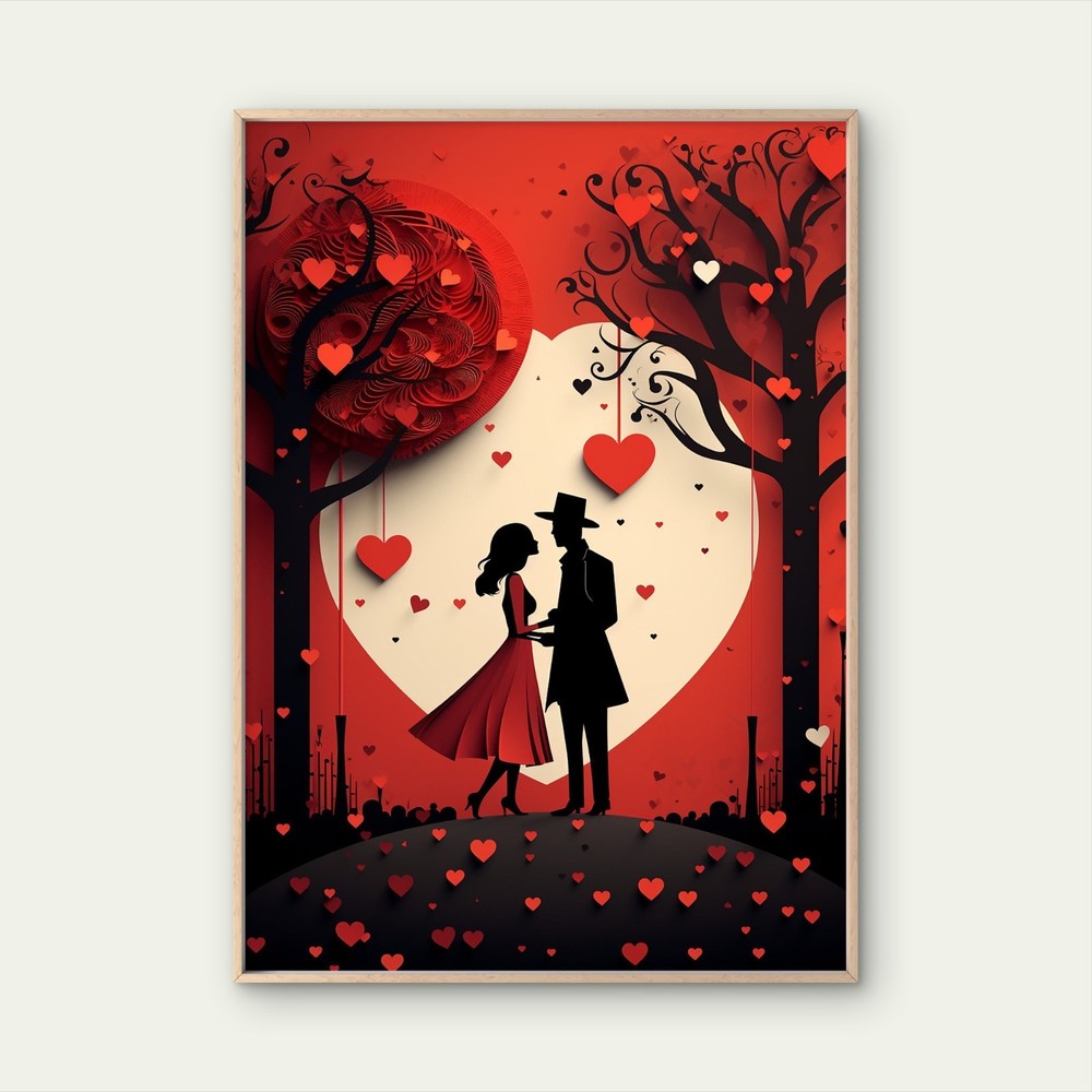 A Romantic Moment In The Park Valentine Theme Wall Art Poster Choose Your Size
