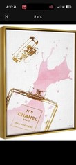 Stupell Industries Chanel No. 5 Perfume Bottle Canvas Wall Art Gold Frame 17×21