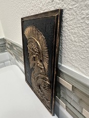 Hand Painted Spartan Warrior 3d Wall Art 9” X 6” Greek Soldier Plaque Sculpture