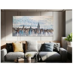 Modern Grey Cityscape Painting for Home Decor