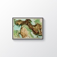 Middle East Map, Persia 2D Relief Map, Middle East Vintage Map – 2D Flat