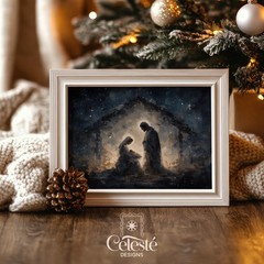Holy Family Nativity Scene Wall Art | Christmas Manger Print | Christian Decor