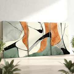 3 Pieces Abstract Earthy Tones Large Wall Art Set for Living Room Set Of 3