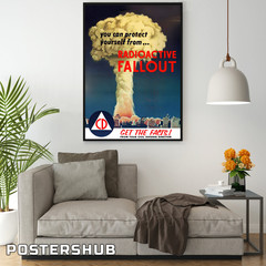 VINTAGE NUCLEAR BOMB RADIOACTIVE FALLOUT CIVIL DEFENSE POSTER