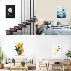 Framed Canvas Wall Art Print Modern Plant Wall Decor Ready to Hang Living Room