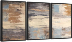 Large Brown Abstract Canvas Art Set – Rustic Wall Decor for Living Room 24″x36