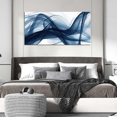 Blue and White Abstract Wall Art Print for Bedroom Living Room Office 24×48