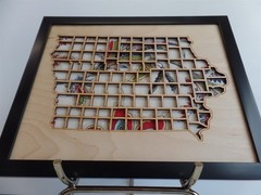 Iowa State Map Wood Laser Cut Wall Art Decor Picture Plastic Frame USA