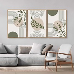 Boho Sage Green Framed Canvas Wall Art, Mid Century Modern Wall Decor, Large …