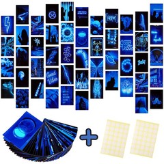 Ctosree 50 Pcs Blue Neon Wall Collage Kit 4×6 Inches Indie Room Decor