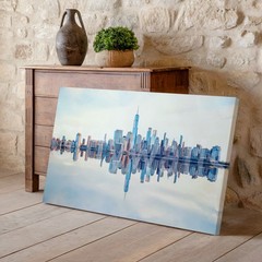 Modern New York City Skyline Canvas Wall Art Urban Cityscape Reflection Print