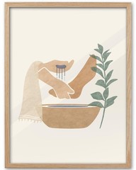 Natural OAK Wood Beige Boho Christian Framed Wall Art, 12×16 in Mid Century M…