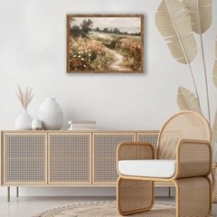 Wildflower Meadow Canvas Wall Art Farmhouse Cottage Decor Wood Framed Ready
