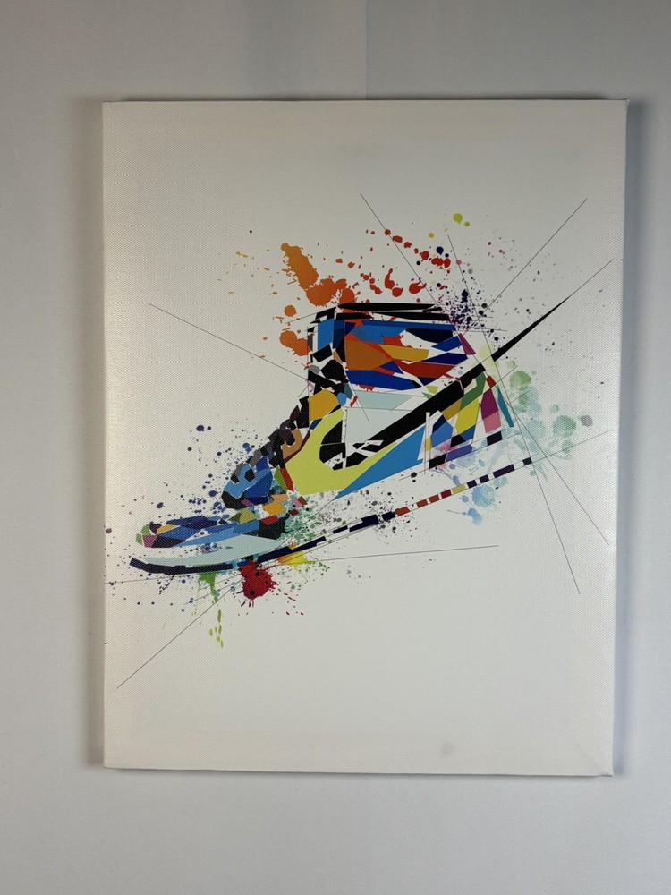 Graffiti Sneaker with Basketball Poster Canvas Wall Art Trendy 15”x11.5”