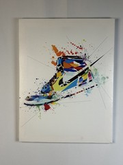 Graffiti Sneaker with Basketball Poster Canvas Wall Art Trendy 15”x11.5”