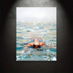 Framed Canvas Woman Floating On Water Light Color Impressionist Decor