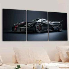 3pcs Abstract Black Cool Sports Car Racing Car Wall Art Canvas Unframed/Framed