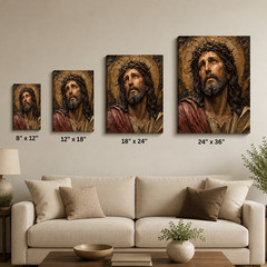 Jesus Crown of Thorns Canvas Wall Art Christian Religious Portrait Faith Home