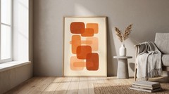 Mid-Century Modern Geometric Poster Orange Abstract Shapes Print Living Room Art