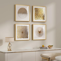 Gold Geometric Wall Art Set of 4 – Modern Minimalist Decor for Home & Office