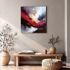 Hand Painted Oil Painting Canvas Red Abstract Wall Art Artwork for Home Decor