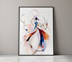 Abstract Fashion Wall Art Watercolor Elegant Woman Dress Canvas Print Poster