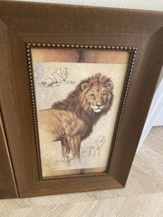 Set Of 3 Wood Framed Prints By J. Gibson Lion, Leopard & Cheetah Animal Prints