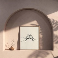 Romantic Bird Sketch Print 8″ x 10″ – Unframed Art for Vintage Interiors