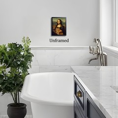 Funny Mona Lisa Cat Wall Art, Vintage Renaissance Mona Lisa Holding Orange Ta…