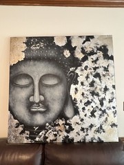Signature Design by Ashley Donar – Silver Finish Bouddha Abstract Wall Art 40”