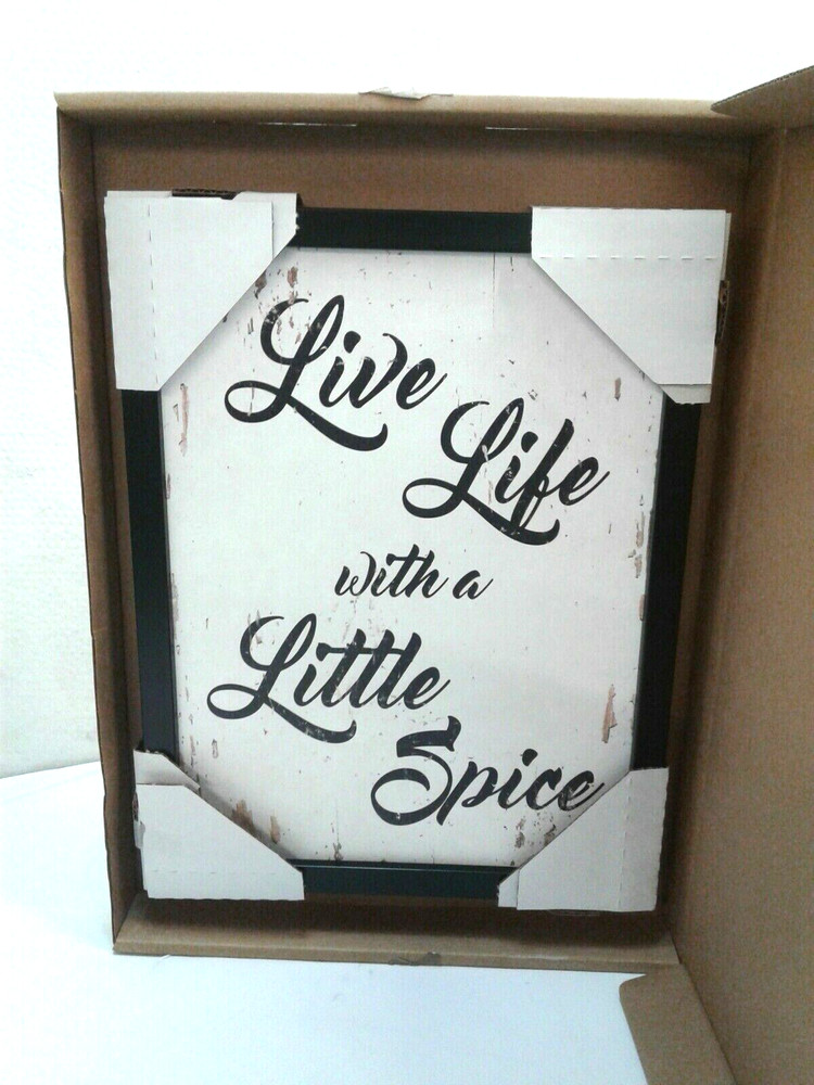 SpotColorArt Live Life With Spice Handcrafted Canvas Print 13″ x 17″ White