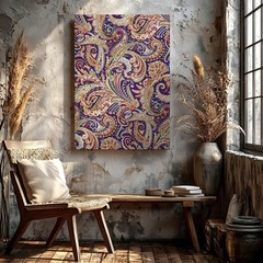 Wall Art Colorful Paisley Pattern Print Boho Floral Swirl Decorative Poster