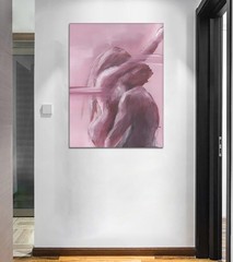 Sexy Couples Wall Art Pink Wall Decor Canvas Painting Poster ,24″x48″ DIY Framed