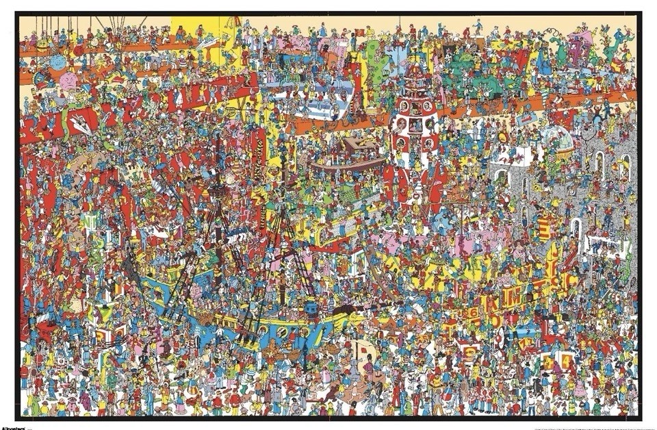 Where’s Waldo TOYS TOYS TOYS 22.375” x34” Horizontal Wall Poster ~ NEW