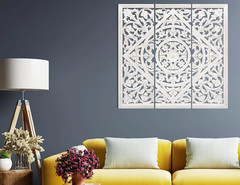 James Symfony Set of 3 Decorative Wall Panels – 36×12 Inch White Art Decor