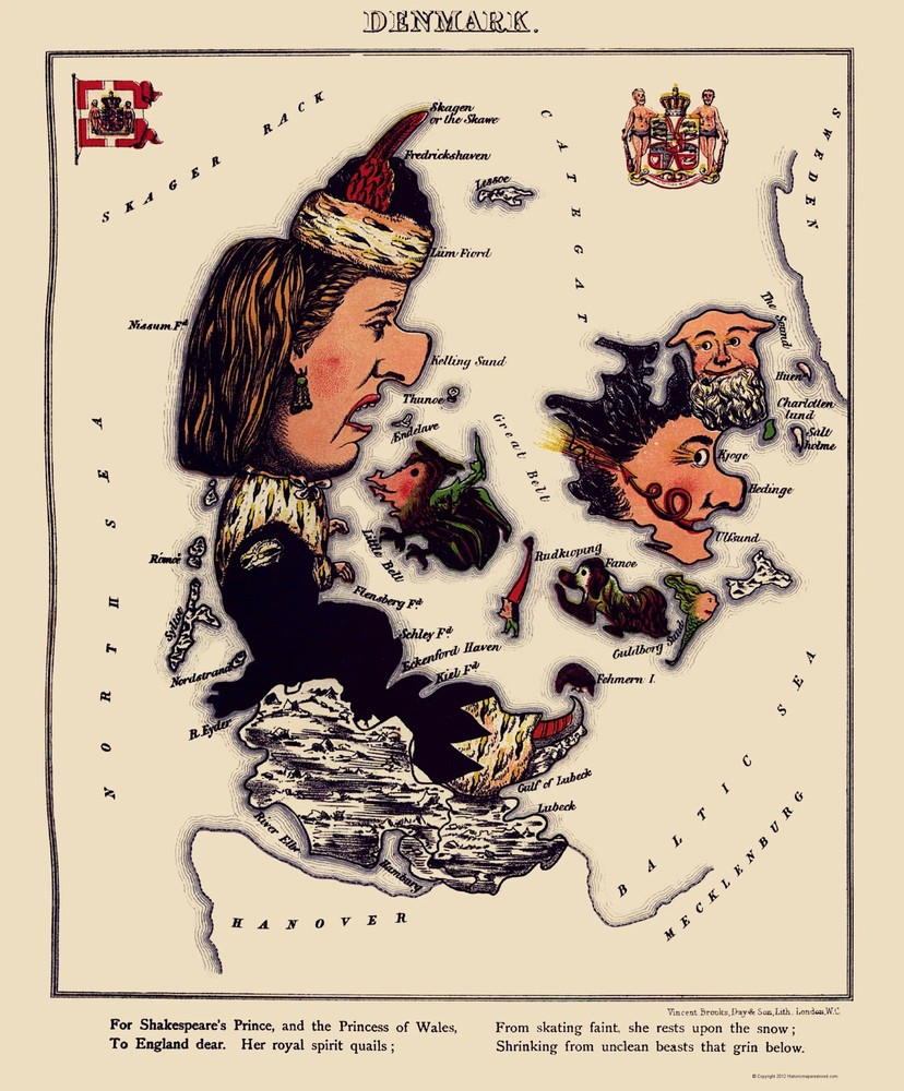Historic Map – Denmark – Hodder 1869 – Vintage Wall Art